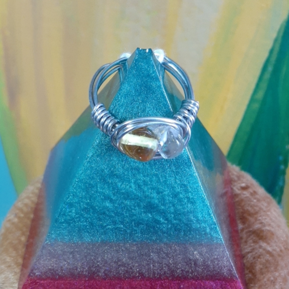 Baltic Amber & Quartz ring.